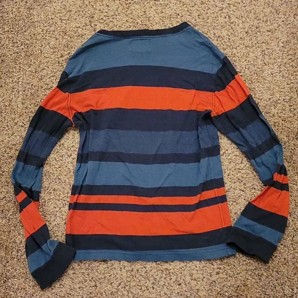 Quicksilver blue & orange striped shirt medium 12/14